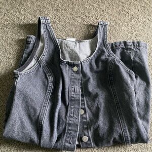 Levi's Black Washed Denim Tank with Button Front
